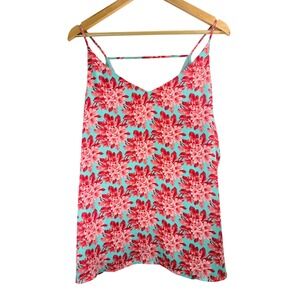 LOFT Women Floral Print V Neck Spaghetti Strap Tank Sz XL Flowy Boho Spring Chic
